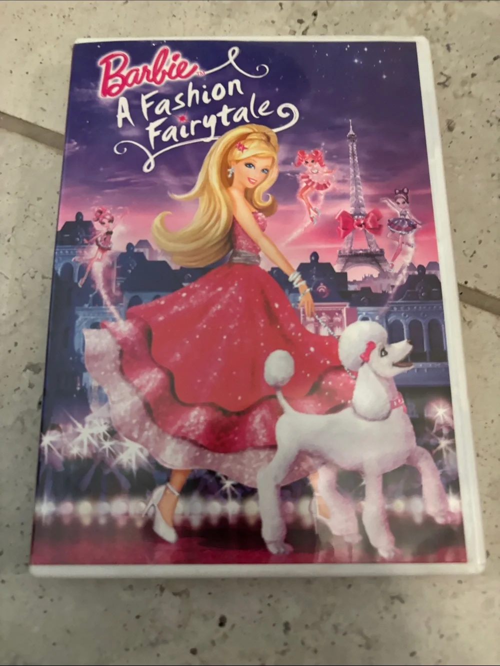 Barbie Pink & White Sparkle Formal Dress Illustration